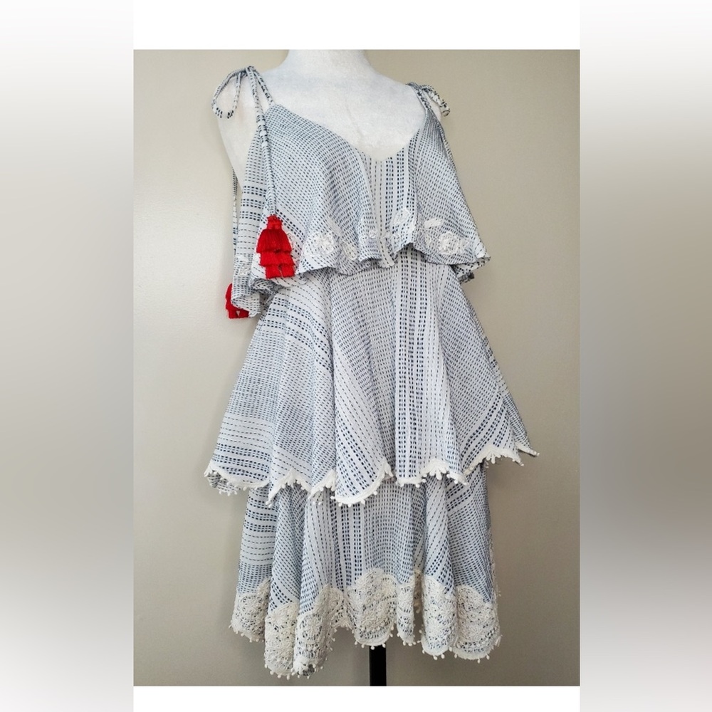 HEMANT & NANDITA tiered embroidered mini dress